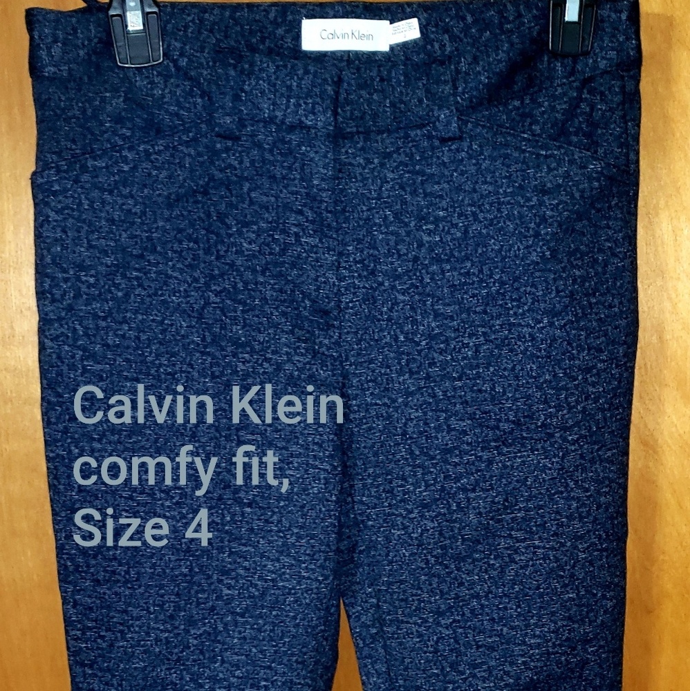 Size 4 blue w/ speckled gray, relaxed fit pants